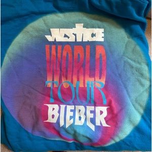 Blue limited edition Justin Bieber Justice Tour Merch Sweatshirt Hoodie